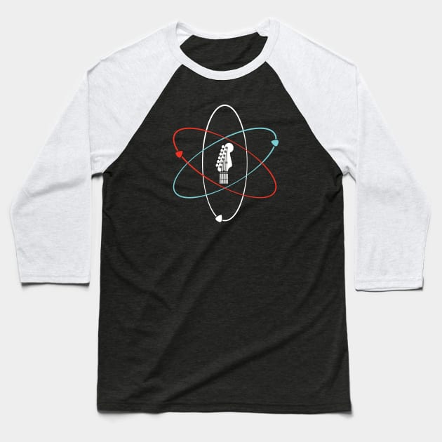 Electric Guitar Headstock Atom Symbol Baseball T-Shirt by nightsworthy